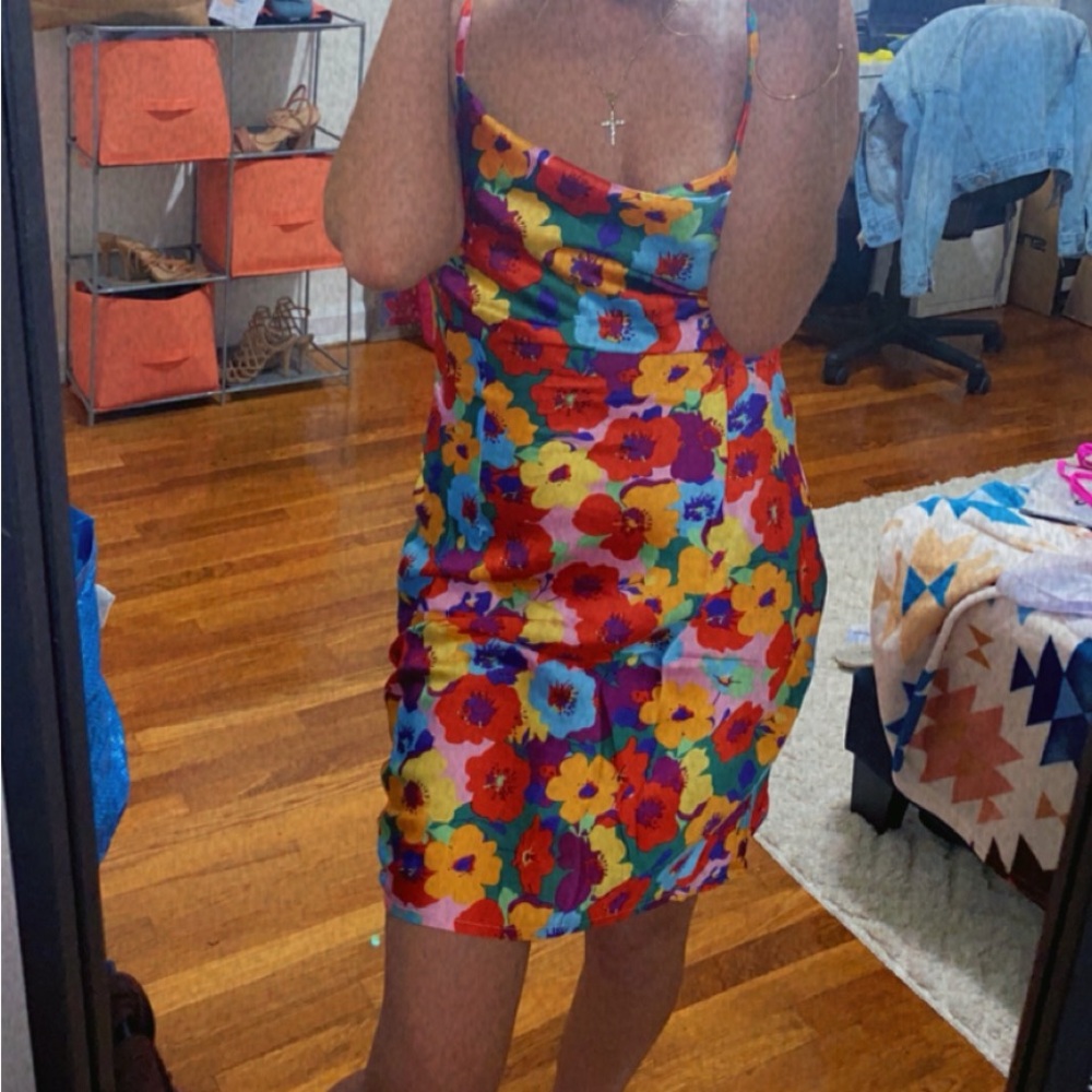 SHEIN Colorful Floral Midi Dress